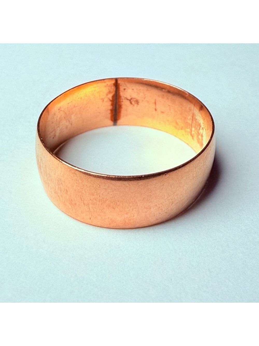 14k Solid Yellow Gold Classic Plain 6.5mm Wide Band Ring Vintage - Picture 3 of 8